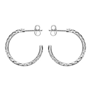 Créoles en argent diamantées 20mm - Vue 1