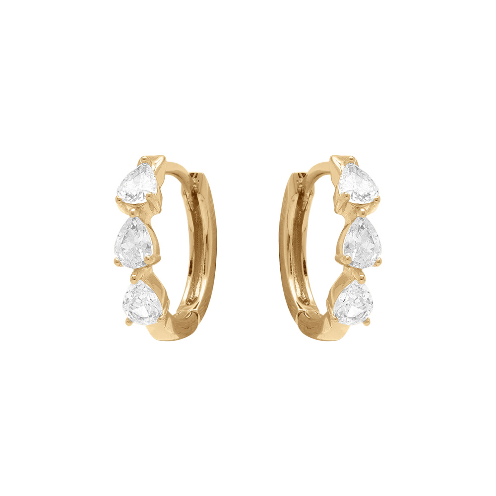 Cr�oles en argent dor� articul�e trois oxydes blancs - Vue 1