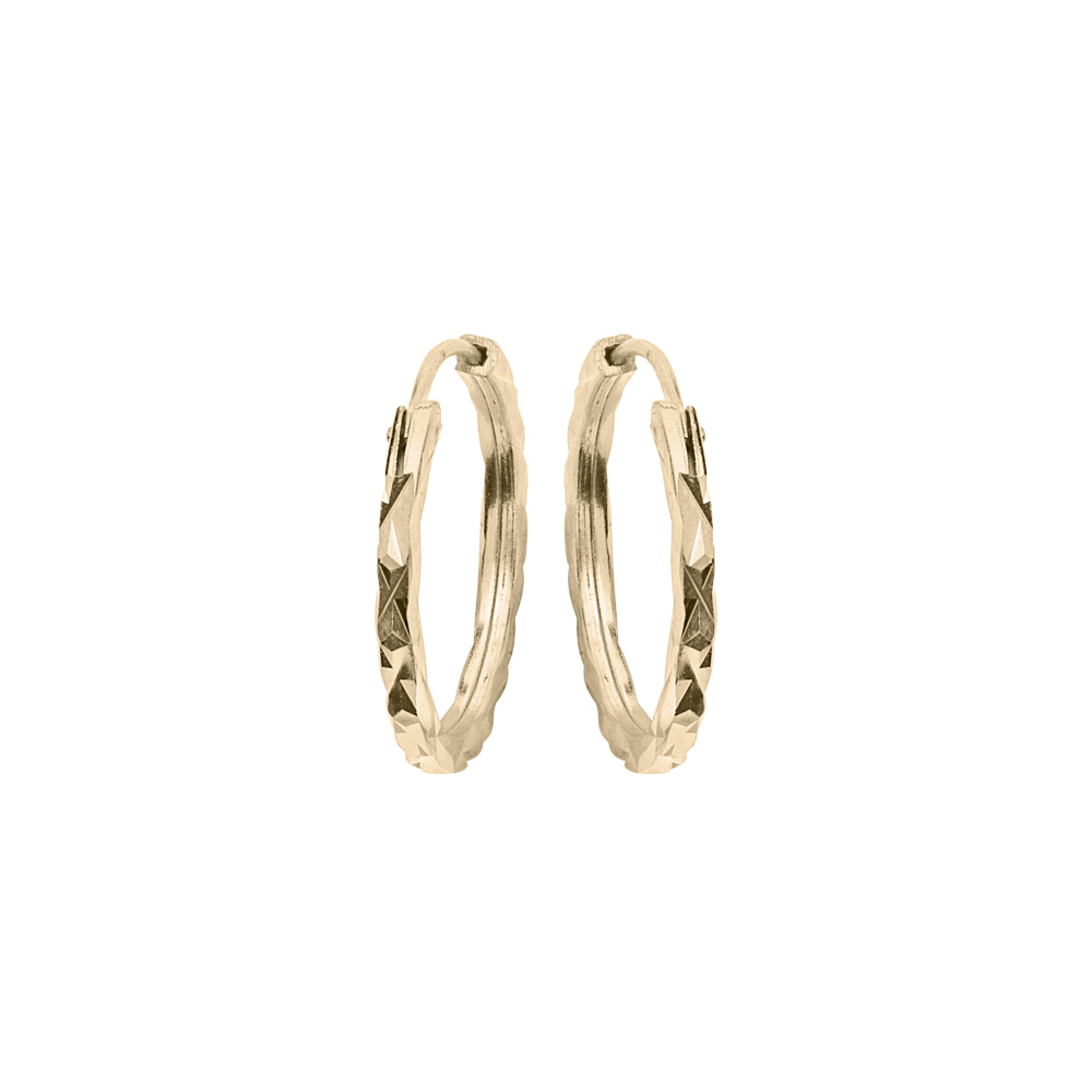 Croles en argent et dorure jaune face plate diamante toile 17mm - Vue 1