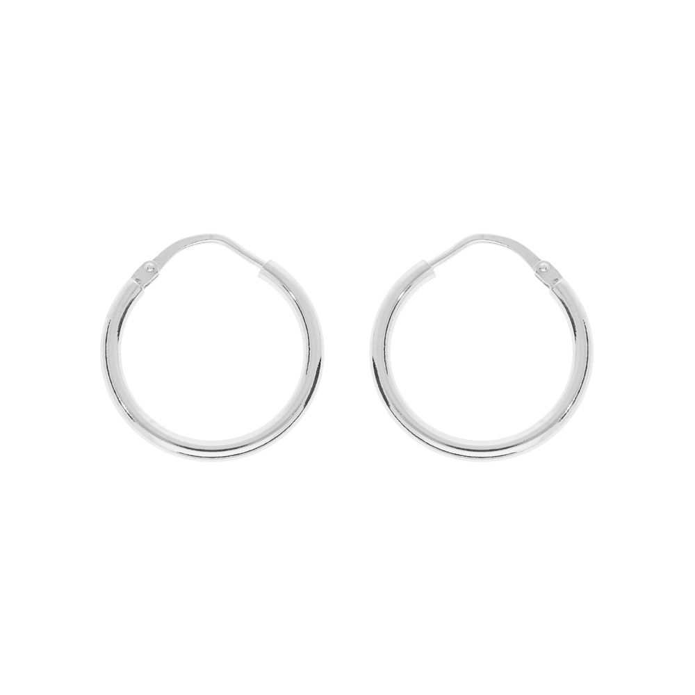 Cr�oles en Argent fil lisse diam�tre 20mm - Vue 1