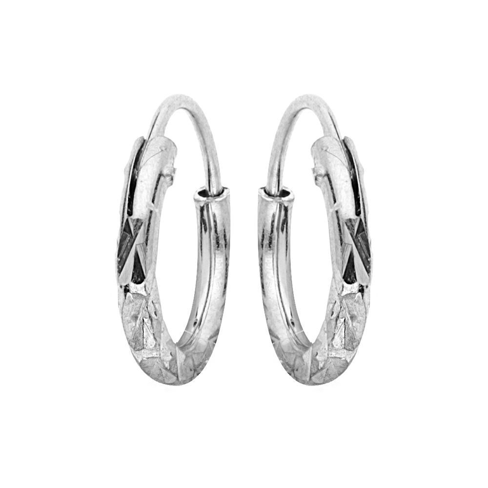 Cr�oles en argent platin� diamant�e �toile diam�tre 7mm - Vue 1