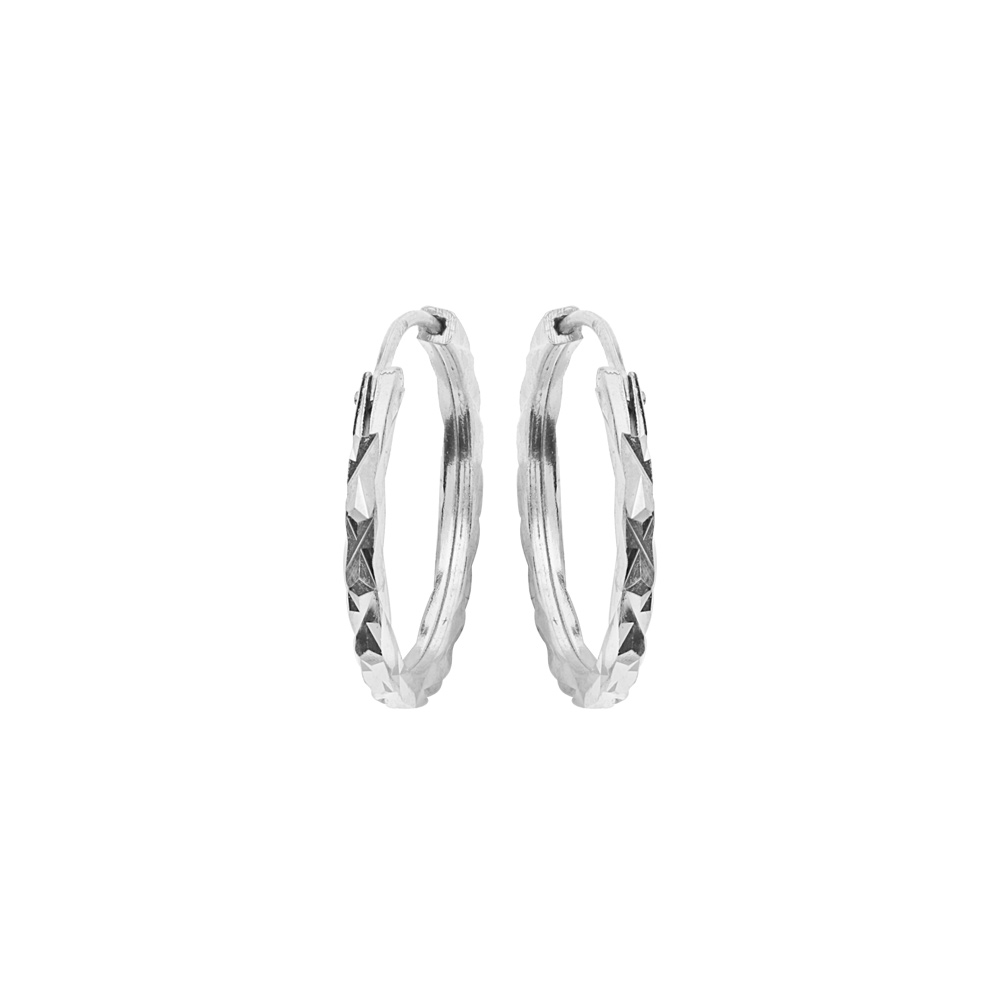 Croles en argent platin face plate diamante toile 17mm - Vue 1