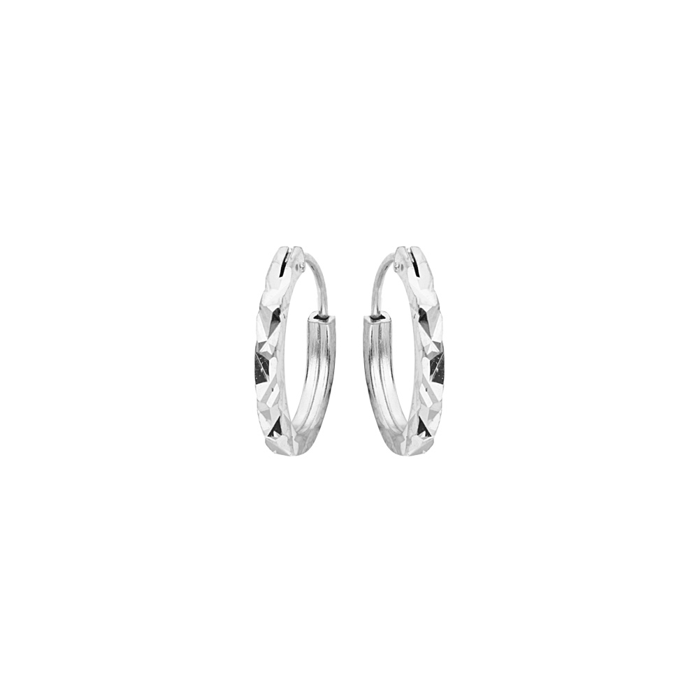 Cr�oles en argent platin� face plate diamant�e �toile diam�tre 11mm - Vue 1