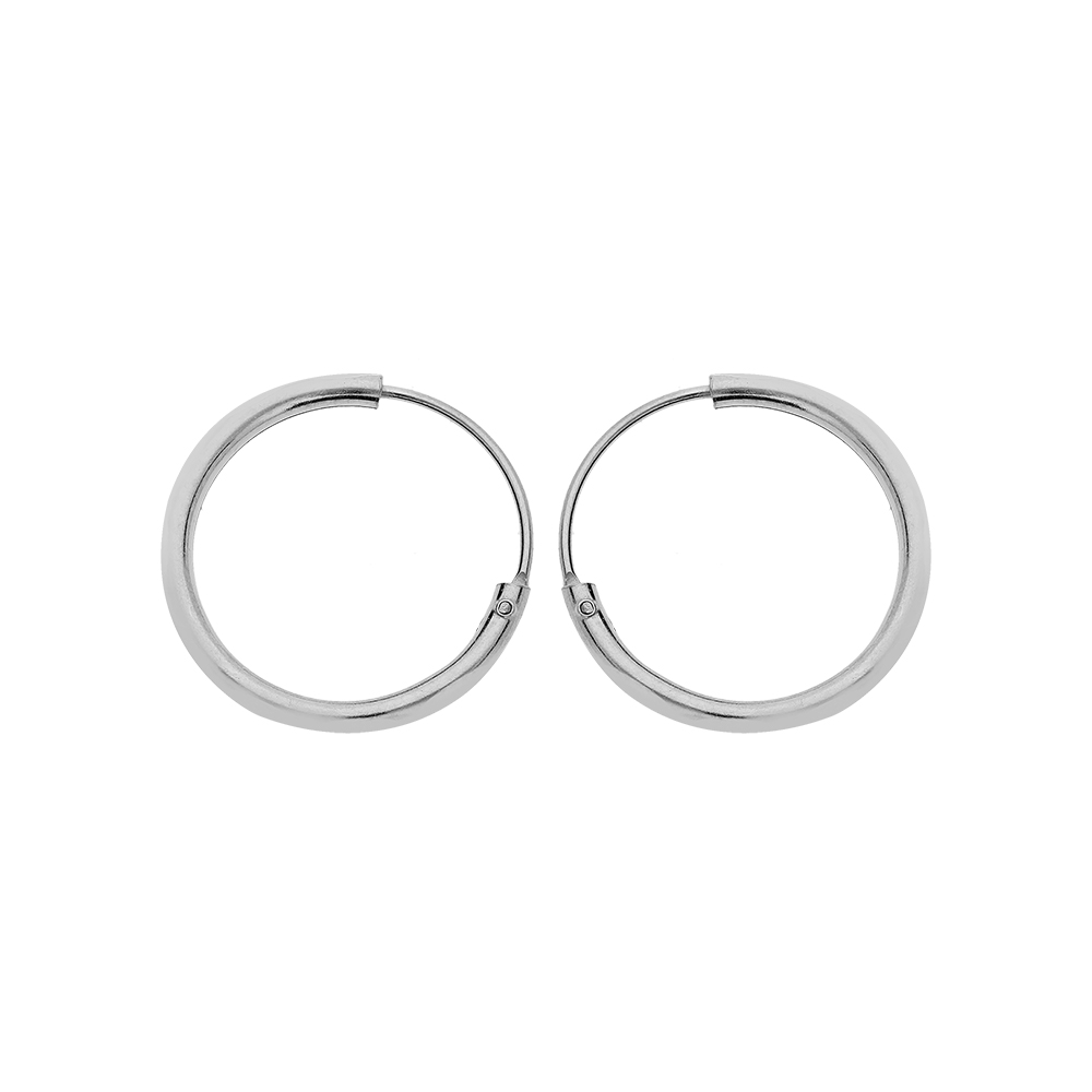 Cr�oles en argent platin� tube diam�tre 14mm - Vue 1