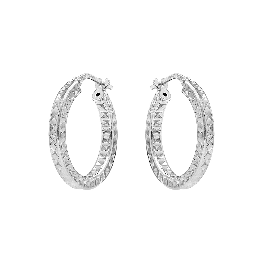 Croles en argent rhodi 15mm motif martel - Vue 1