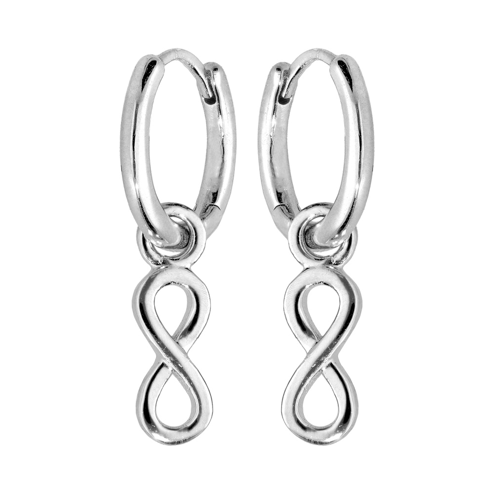 Croles en argent rhodi articule avec pampillet infini - Vue 1