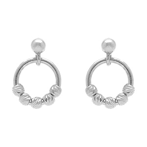 Croles en argent rhodi avec boules diamantes