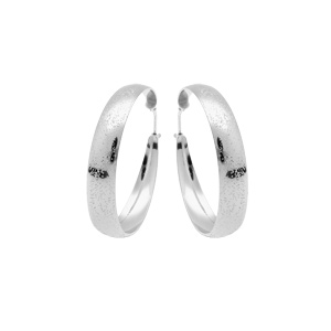 Créoles en argent rhodié effet piqué grand modèle 33mm - Vue 1