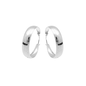 Créoles en argent rhodié effet piqué moyen modèle 25mm - Vue 1