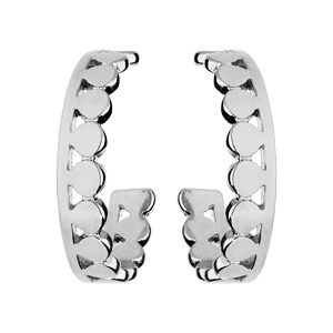 Créoles en argent rhodié fantaisies bohème pastille lisse et fermoir poussette - Vue 1