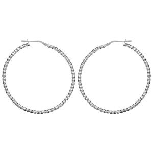 Créoles en Argent rhodié fantaisies boules diamètre 44mm - Vue 1