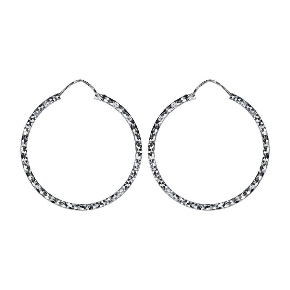 Croles en Argent rhodi fantaisies diamantes 35mm - Vue 1