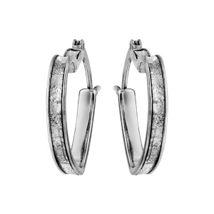 Créoles en argent rhodié fantaisies forme coeur avec glitter blanc - Vue 1