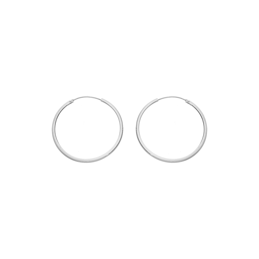 Cr�oles en argent rhodi� fil carr� 32mm - Vue 1