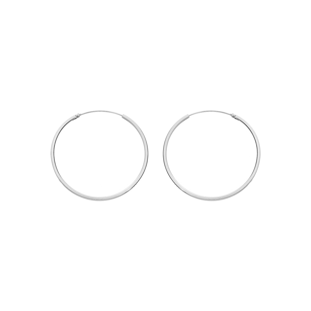 Cr�oles en argent rhodi� fil carr� 37mm - Vue 1