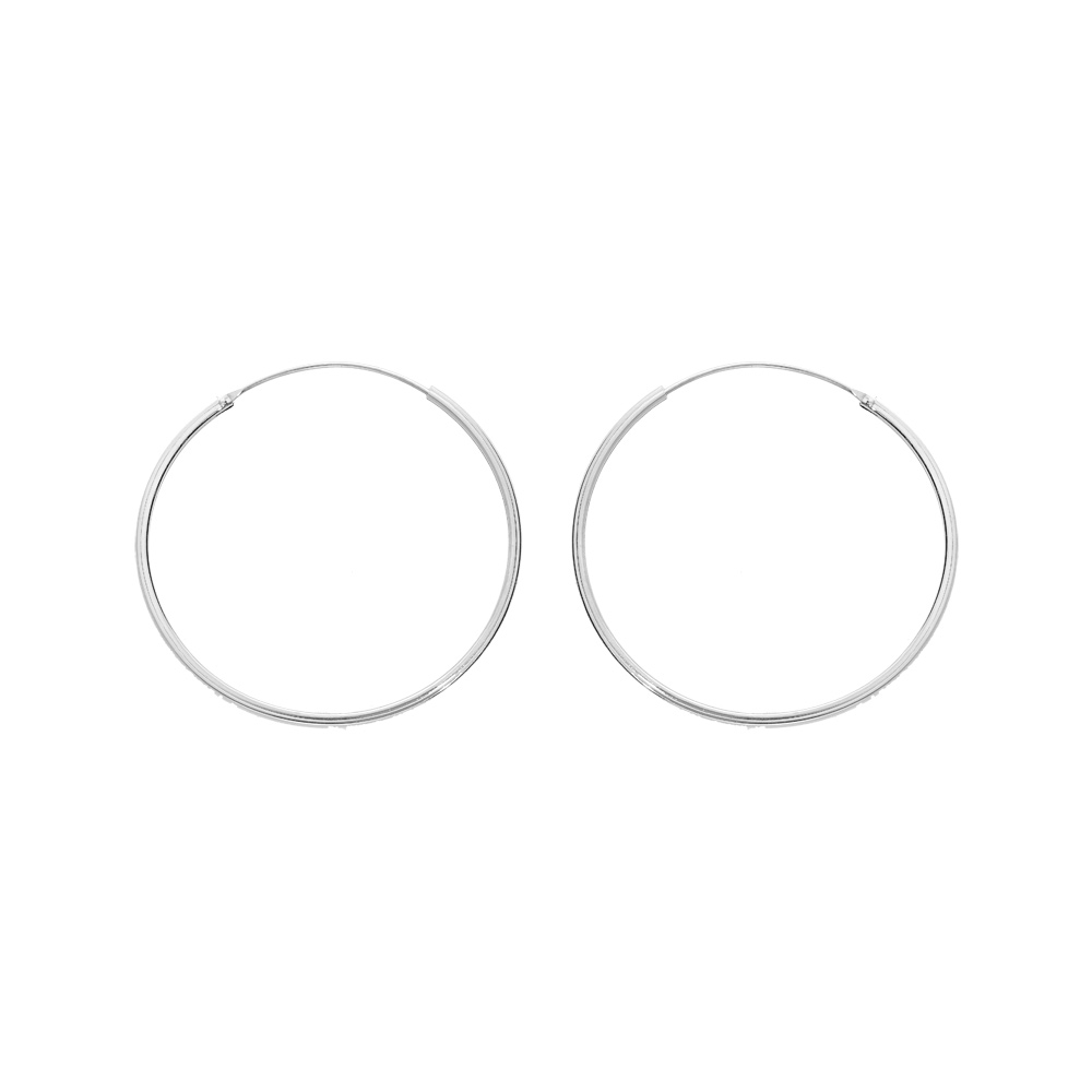 Croles en argent rhodi fil carr 42mm - Vue 1