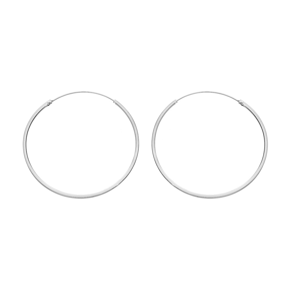 Croles en argent rhodi fil carr 47mm - Vue 1