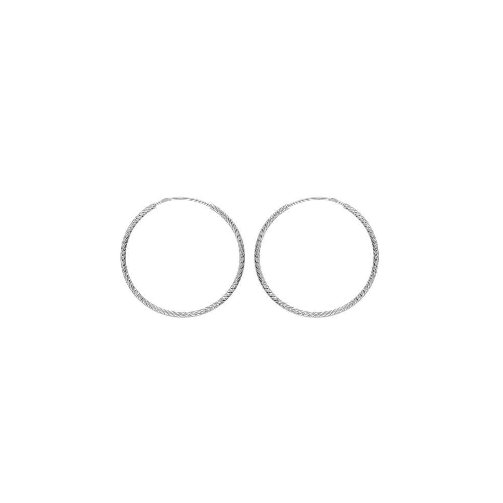 Croles en argent rhodi fil diamant en 1,5mm et diamtre 34mm - Vue 1