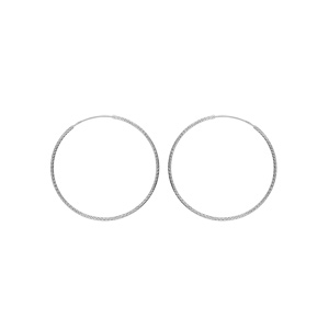 Créoles en argent rhodié fil diamanté en 1,5mm et diamètre 40mm - Vue 1