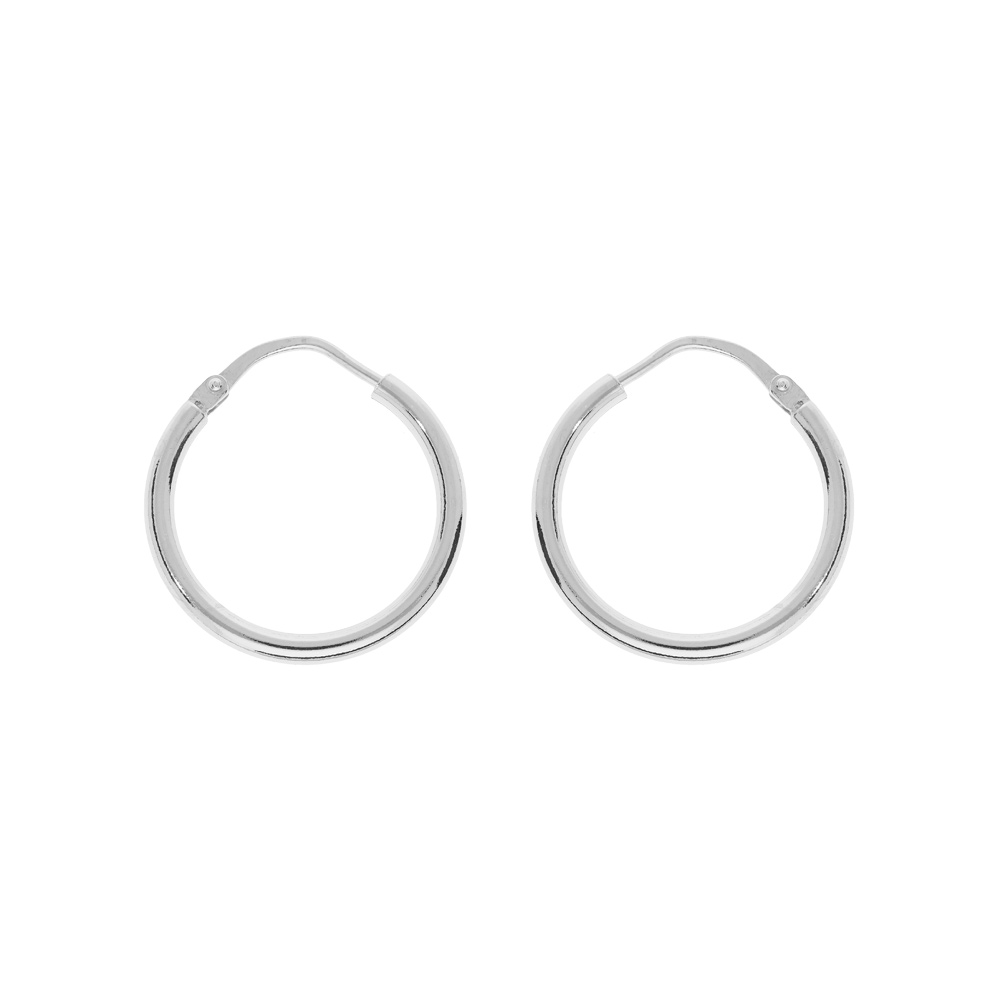 Cr�oles en Argent rhodi� fil lisse en 2mm et diam�tre 20 mm - Vue 1