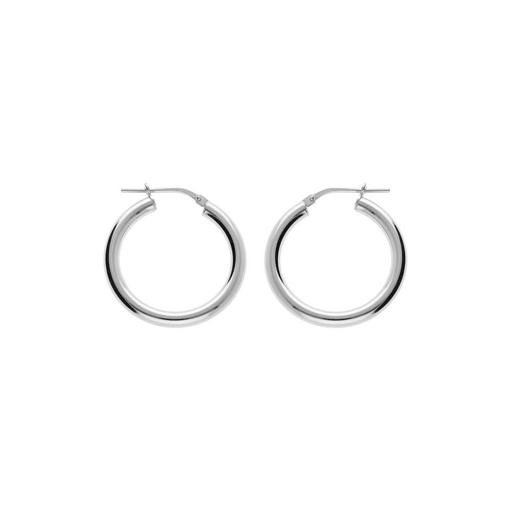 Cr�oles en Argent rhodi� fil lisse en 2mm et diam�tre 25mm - Vue 1