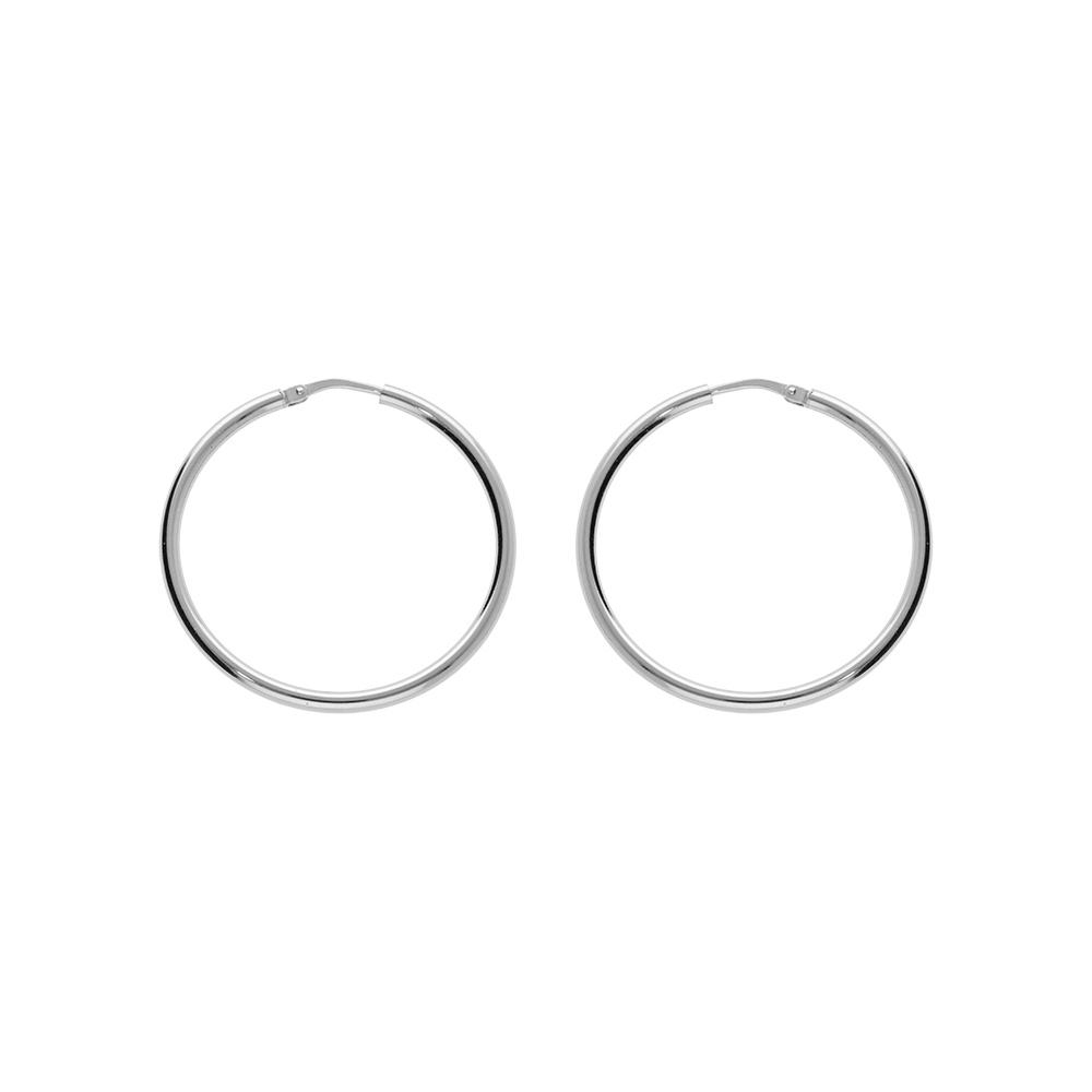 Croles en Argent rhodi fil lisse en 2mm et diamtre 35mm - Vue 1