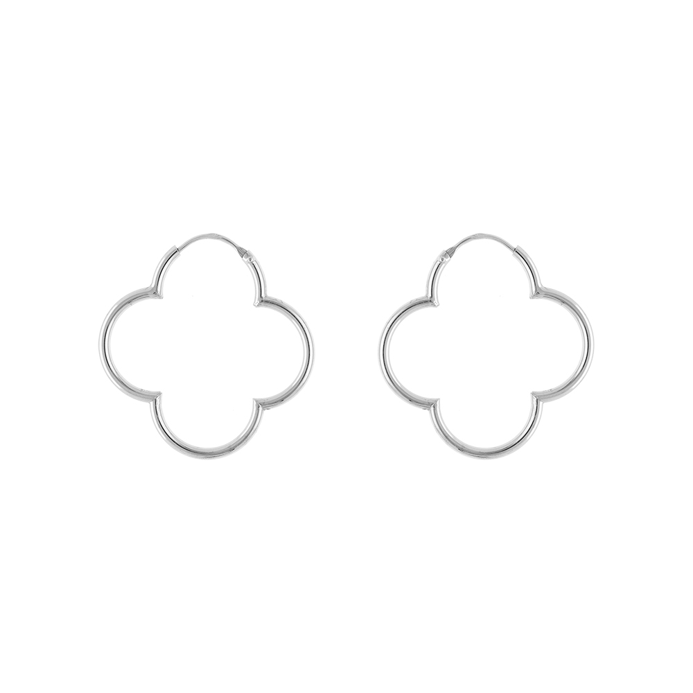 Croles en argent rhodi motif trfle 35mm - Vue 1