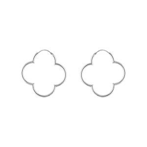 Créoles en argent rhodié motif trèfle 35mm - Vue 1