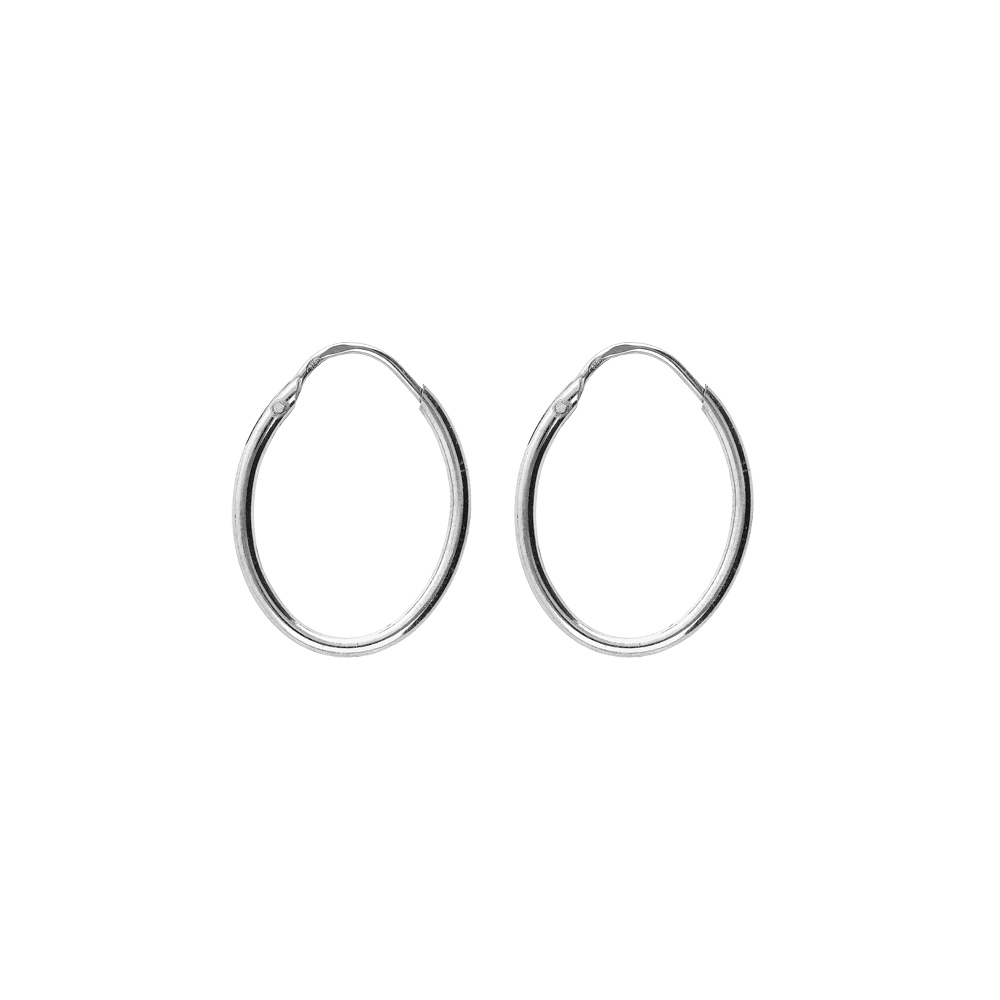 Croles en argent rhodi ovale lisse dimensions 22x17 - Vue 1