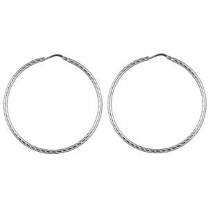 Créoles en argent strié diamètre 42mm - Vue 1