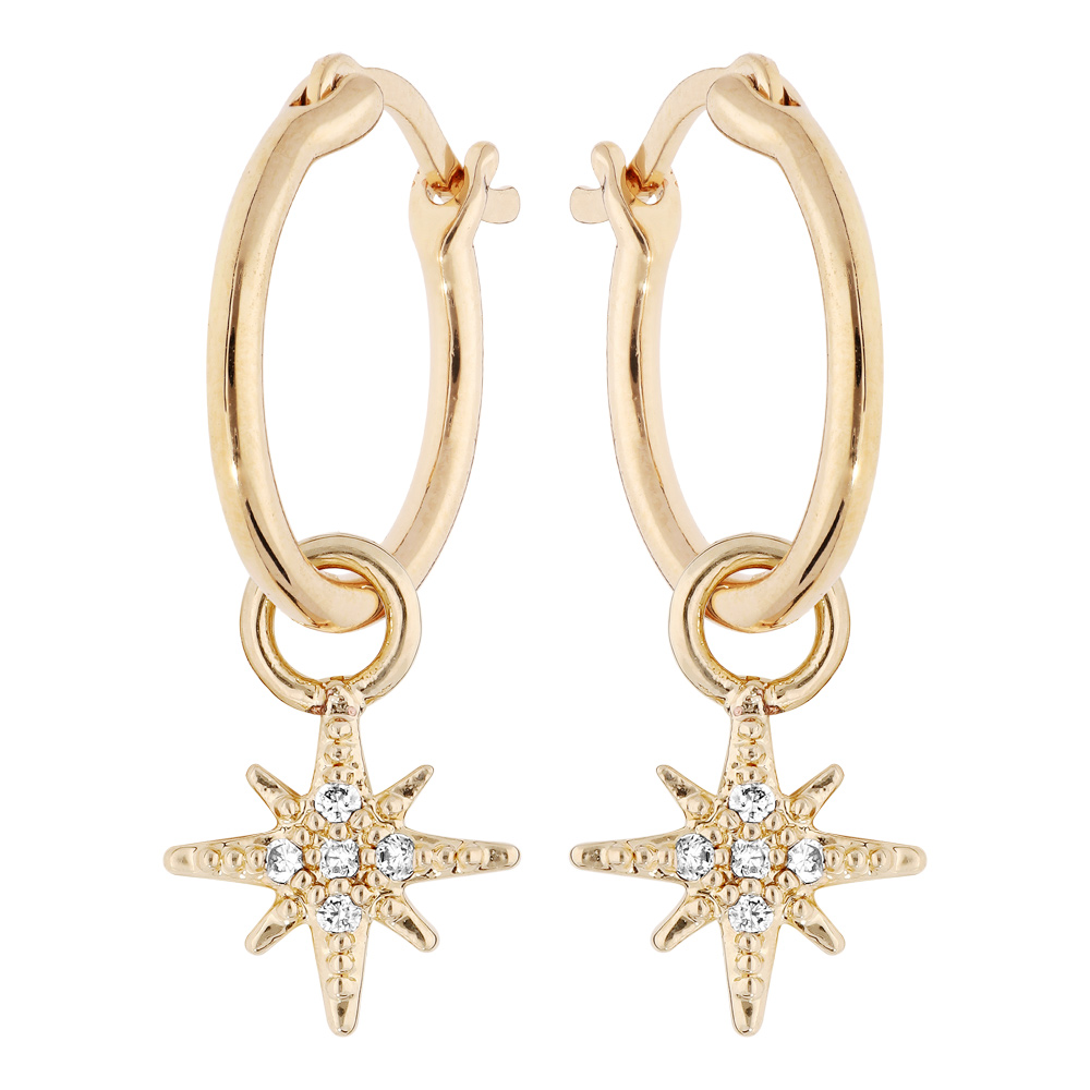 Croles en plaqu or anneau 12mm avec pampille toile - Vue 1