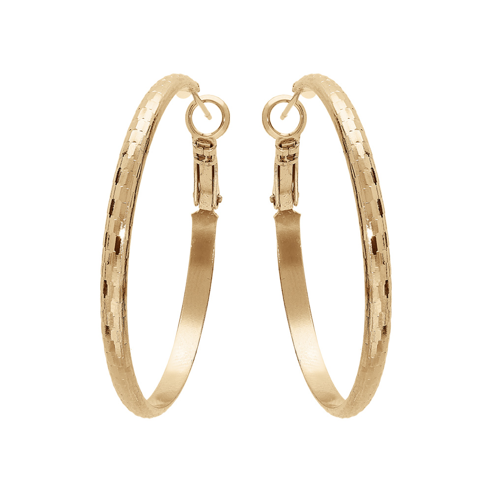 Croles en plaqu or anneau diamant en caille 40mm - Vue 1