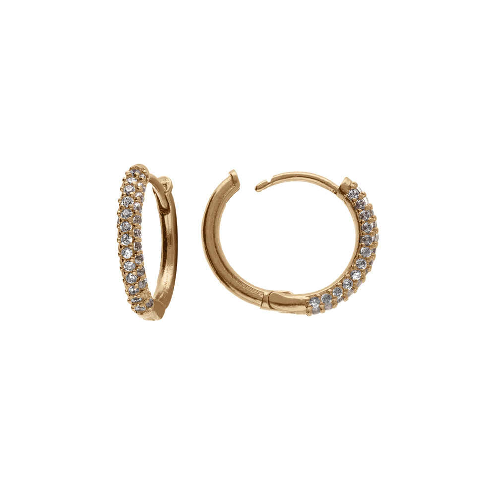 Créoles En Plaqué Or Articulée Diamètre 15mm étoile Et Lune Avec Oxydes Blancs Sertis P 36180