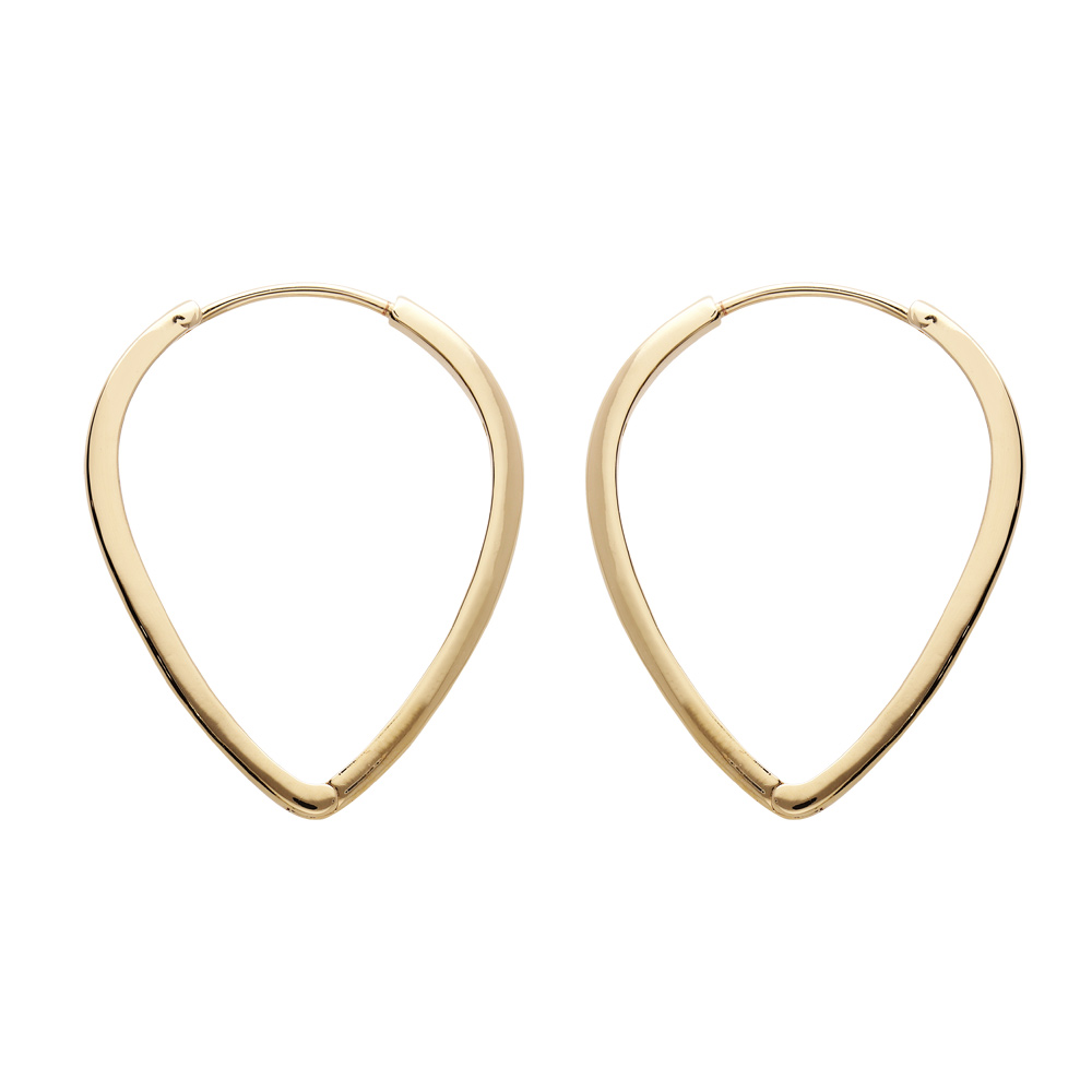 Cr�oles en plaqu� or articul�e forme goutte - Vue 1