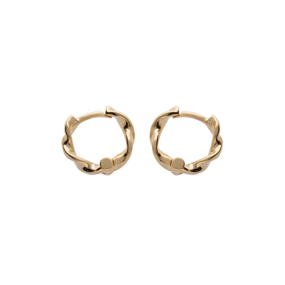 Croles en plaqu or articule torsades et boule - Vue 1