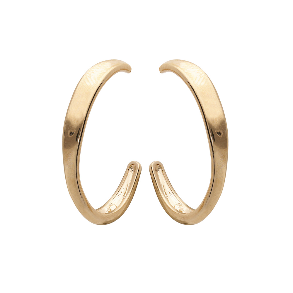 Croles en plaqu or demi anneau vrill et fermoir poussette - Vue 1