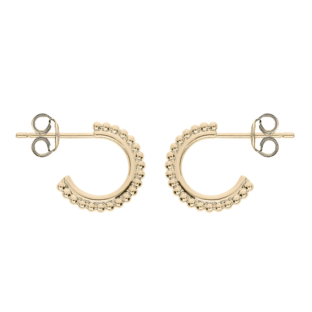 Cr�oles en plaqu� or demi-cr�oles avec picots et fermoir poussette - Vue 1