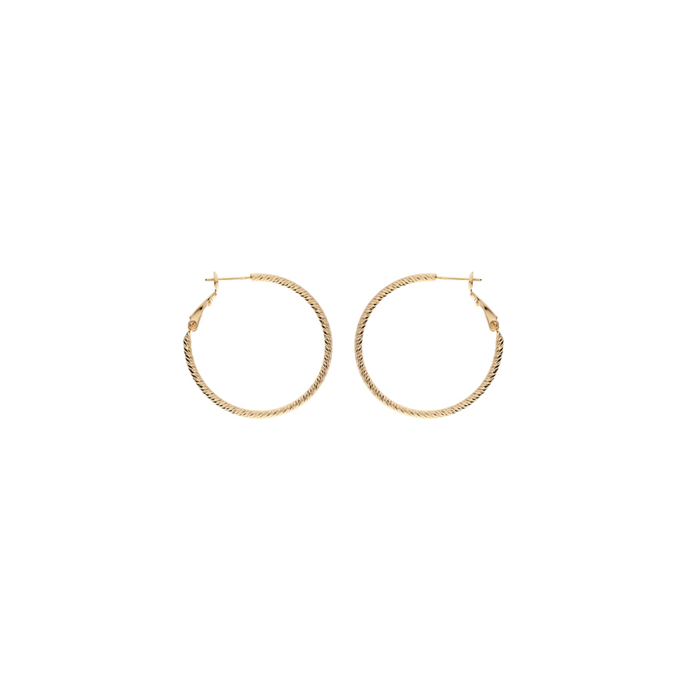 Croles en plaqu or diamante 35mm avec fermoir clapet - Vue 1