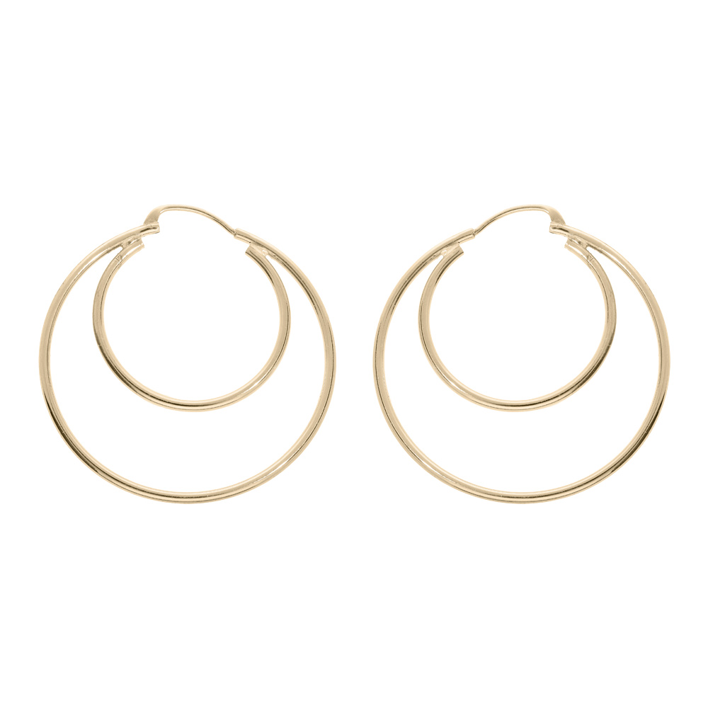 Croles en plaqu or double anneaux 38mm et 25mm - Vue 1