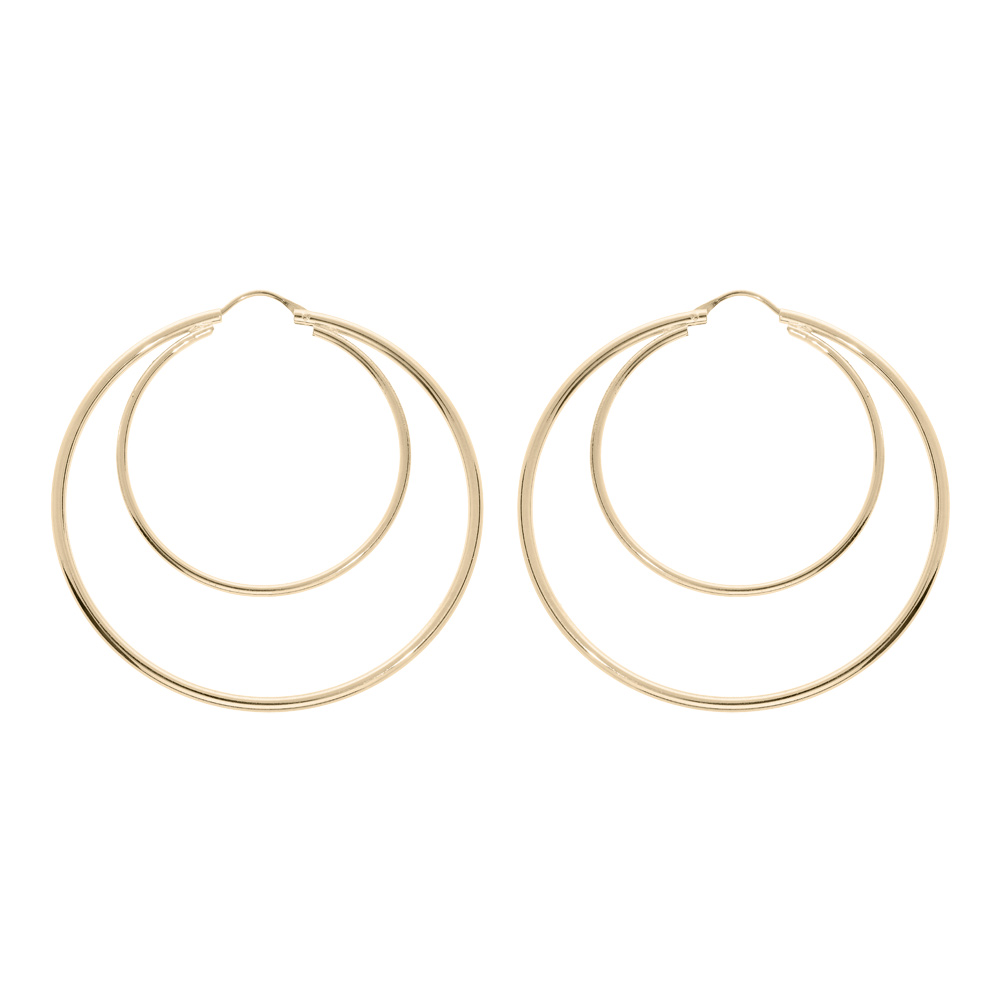 Croles en plaqu or double anneaux 57mm et 38mm - Vue 1
