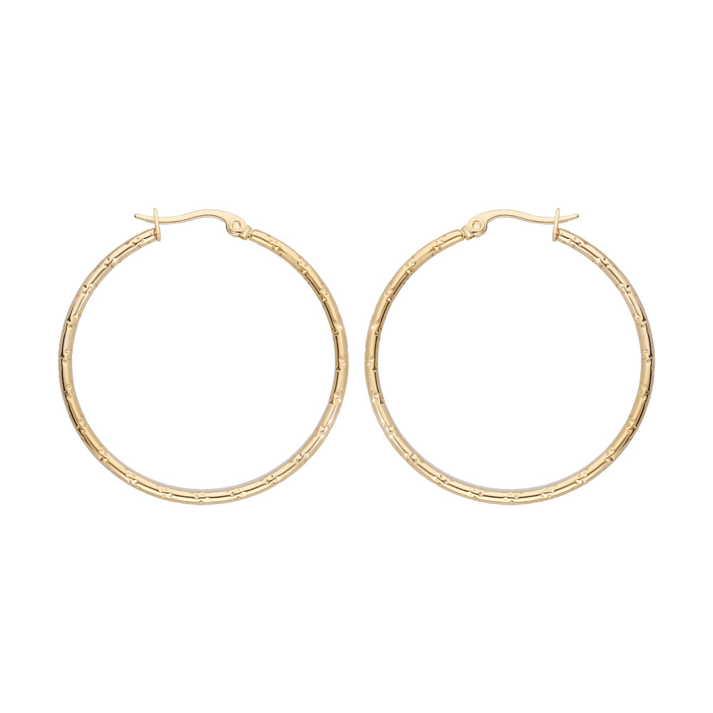 Croles en plaqu or fantaisie avec diamantage 40mm exterieur - Vue 1