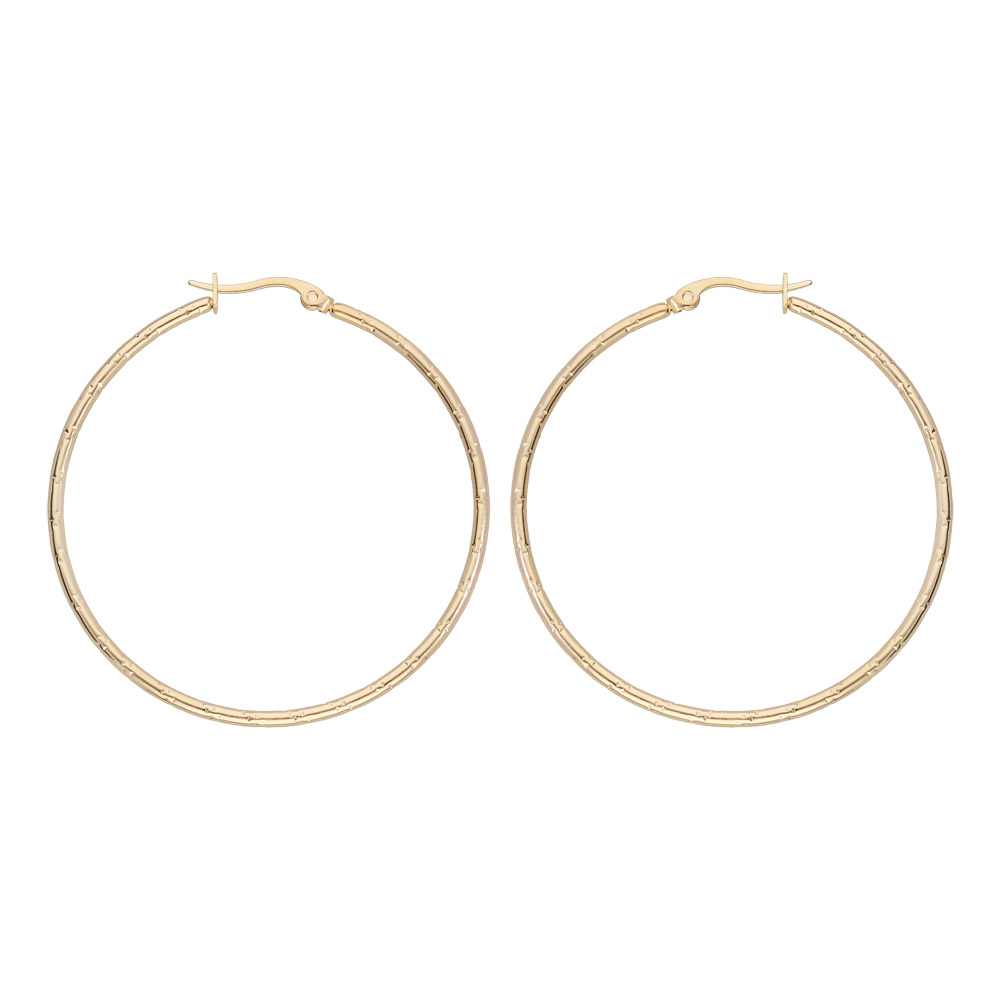 Cr�oles en plaqu� or fantaisie avec diamantage 50mm exterieur - Vue 1