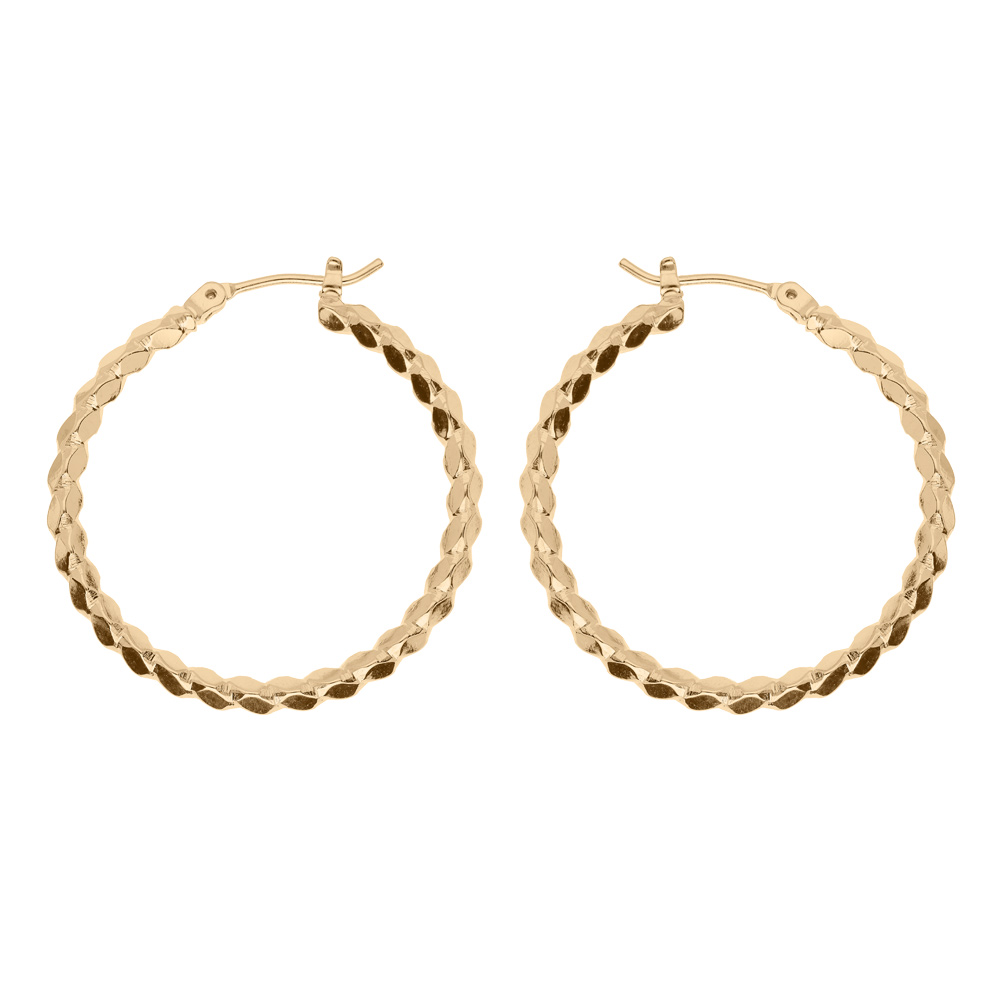 Croles en plaqu or fantaisie torsades diamtre 30mm ext - Vue 1