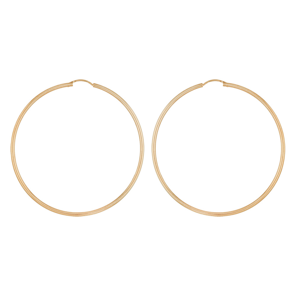 Croles en plaqu or fil lisse - largeur 2mm et diamtre anneaux 65mm - Vue 1