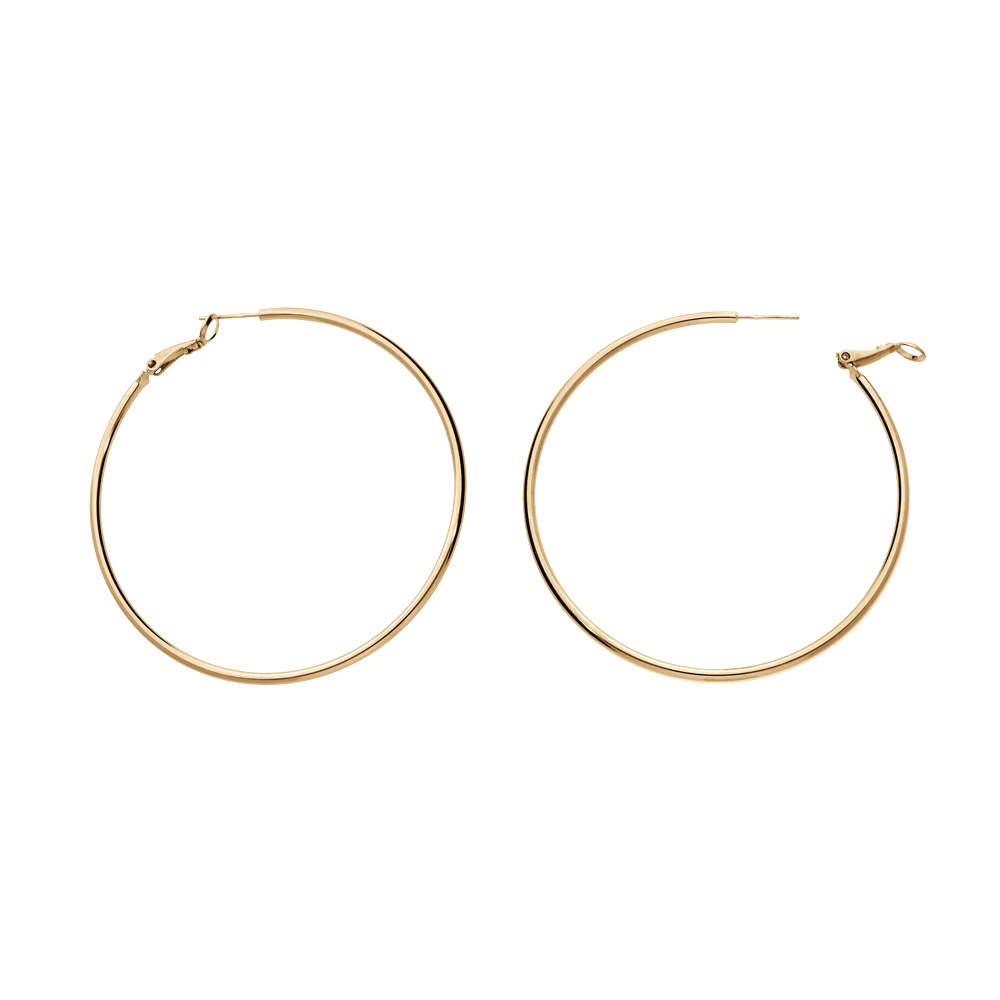 Croles en plaqu or lisse 65mm avec fermoir anglais - Vue 1