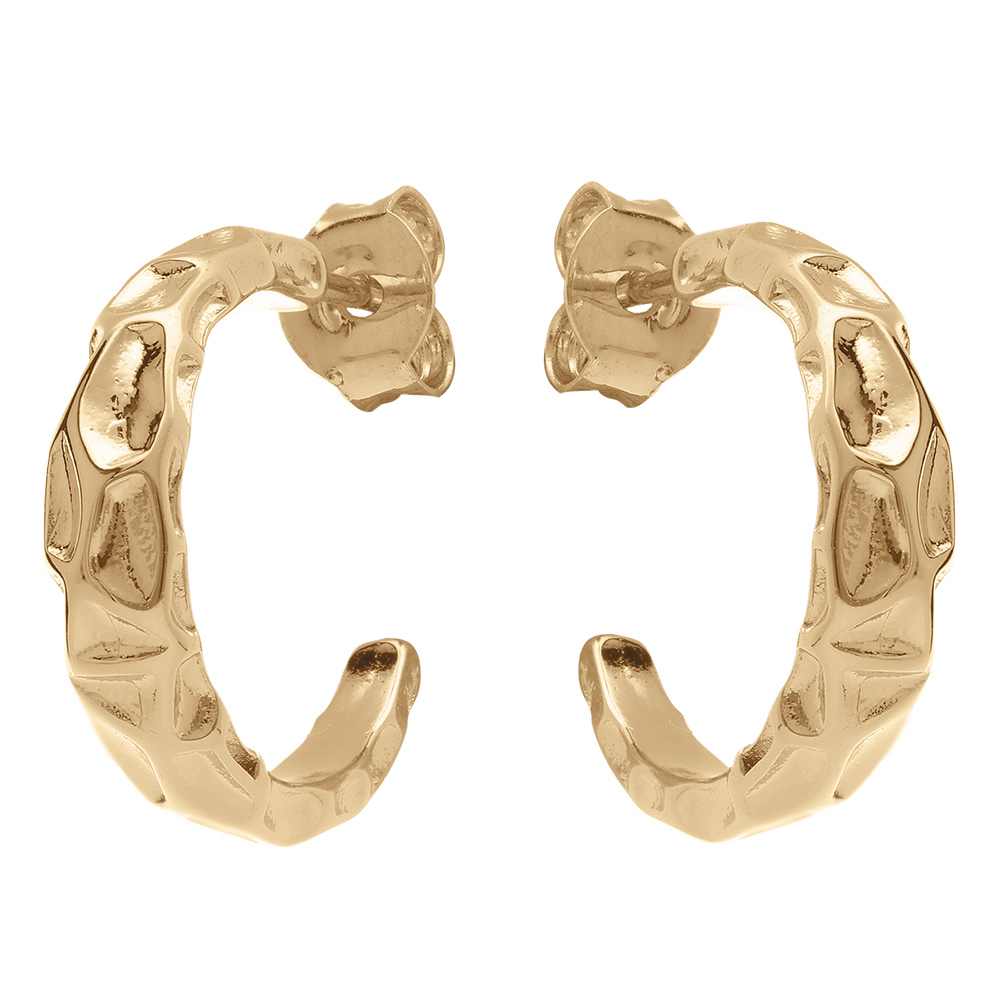 Cr�oles en plaqu� or martel�es - Vue 1