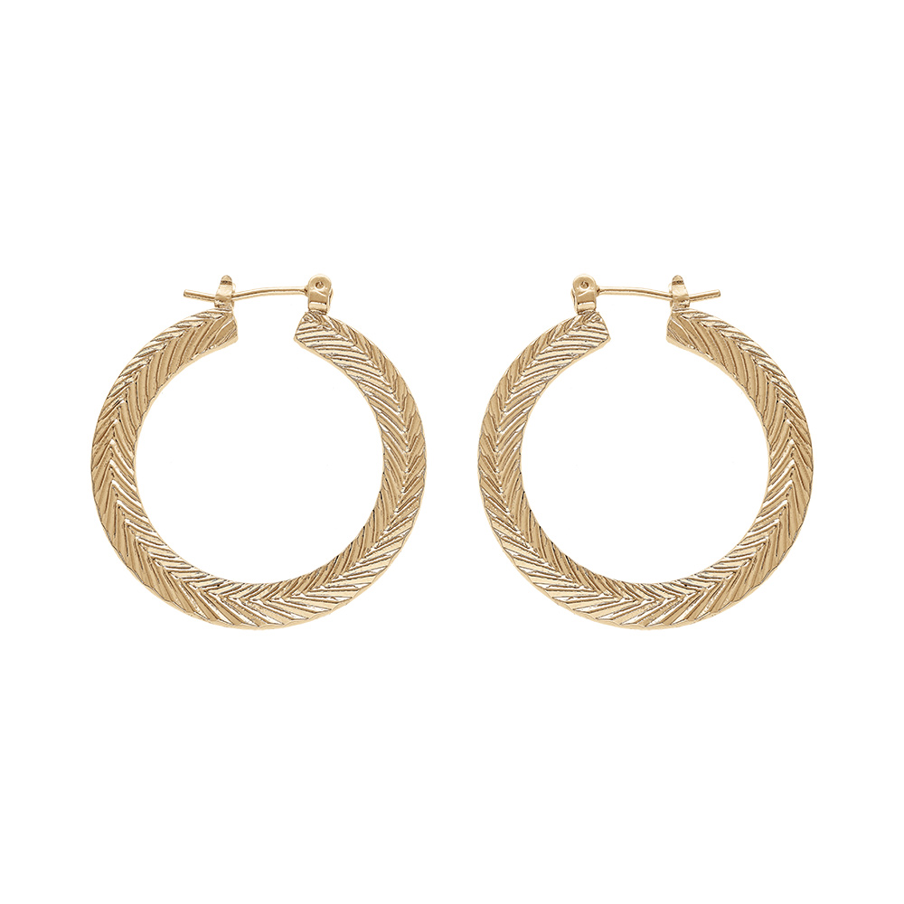 Croles en plaqu or plate strie 30mm - Vue 1