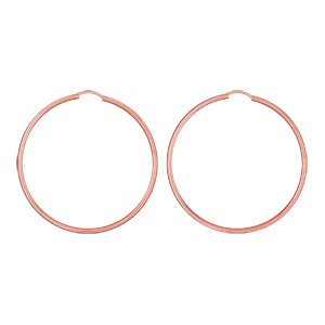 Créoles en plaqué or rose fil lisse - largeur 2mm et diamètre anneaux 55mm - Vue 1