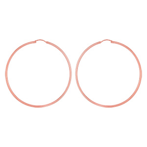 Créoles en plaqué or rose fil lisse - largeur 2mm et diamètre anneaux 65mm - Vue 1