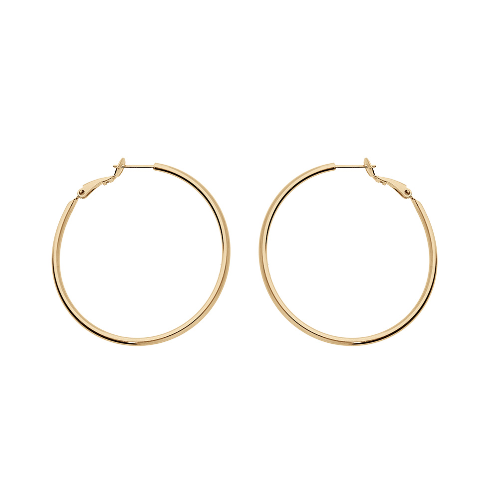 Croles en plaqu or tube lisse 55mm fermoir clapet - Vue 1